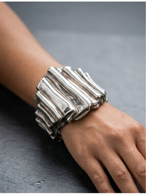 Heavy 925 Sterling Silver Modernist Brutalist Stunning Statement Cuff Bracelet